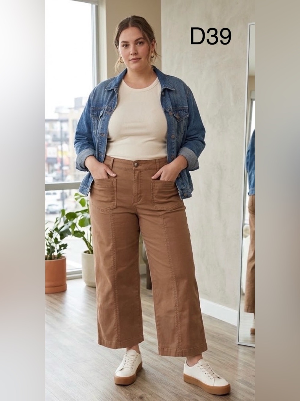Wit & Wisdom Brown Wide-Leg Utility Pants,Size 14